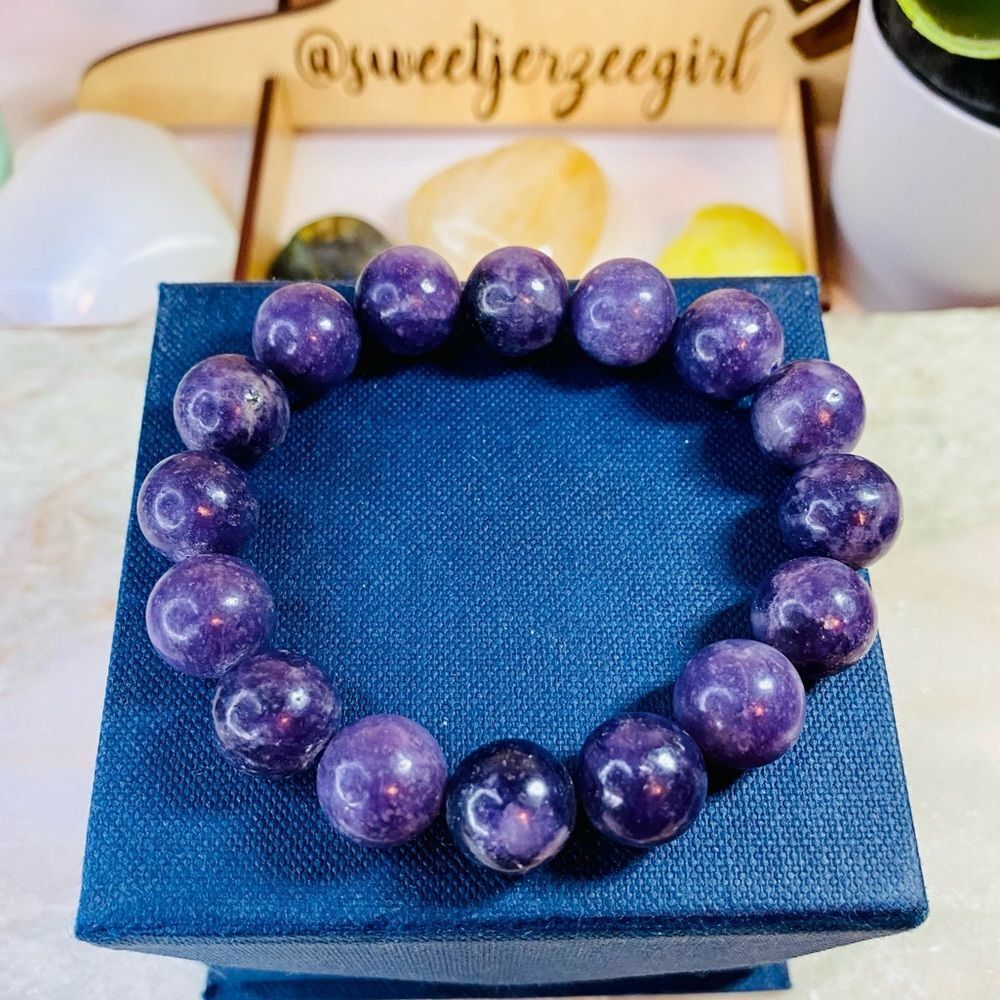 Lepidolite Purple Mica Stone of Transition Large Bead Stretch Bracelet
